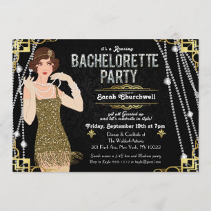 Invitación de soltera de chica flapper de Gran Gat