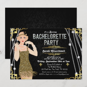 Invitación de soltera de chica flapper de Gran Gat