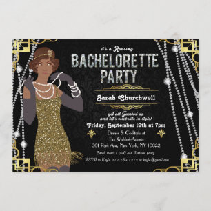 Invitación de Soltera de Flapper Afroamericana