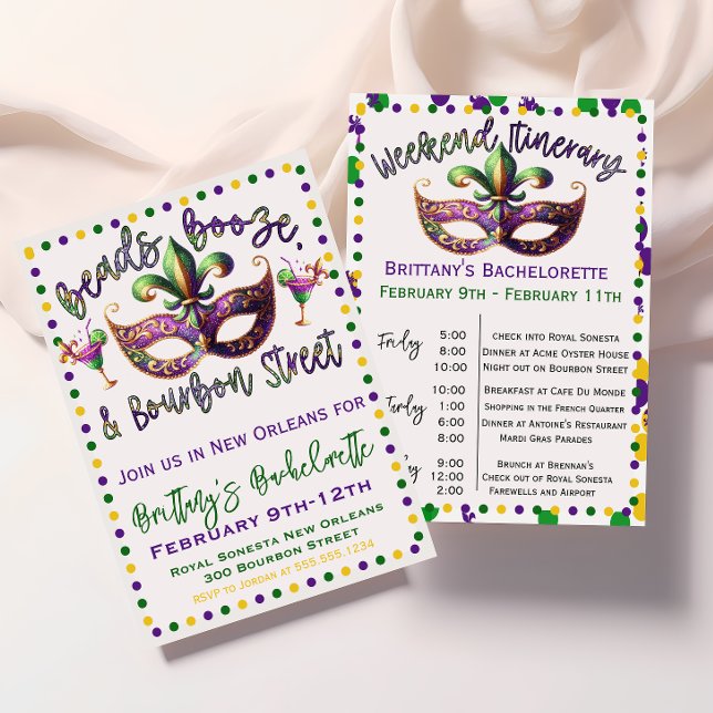 Invitación de Soltera de Mardi Gras de Nueva Orlea (Subido por el creador)