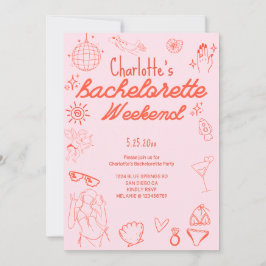 Invitación de soltera Doodle Beach Fiesta