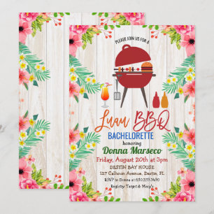 Invitación de soltera tropical Luau Aloha BBQ
