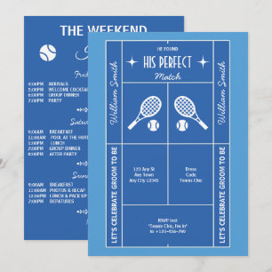 Invitación de soltero de tenis azul