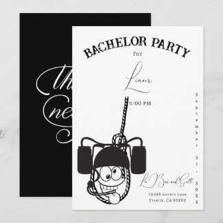 Invitación de Soltero en Blanco y Negro con Cervez