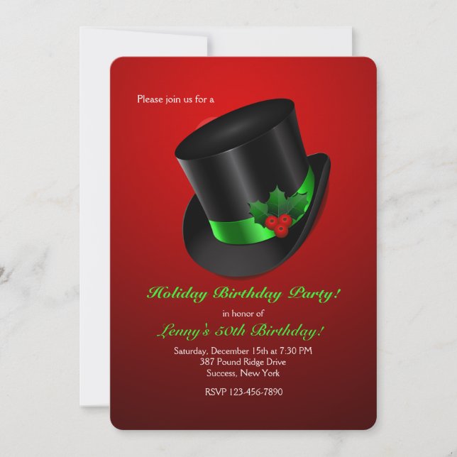 Invitación de Sombrero Alto de Navidad (Anverso)