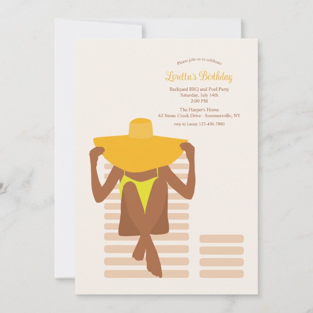 Invitación de Sombrero de Sol Amarillo (Anverso)