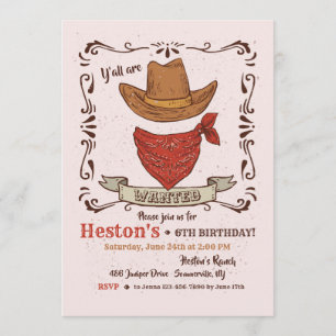 Invitación de Sombrero de Vaquero y Bandana