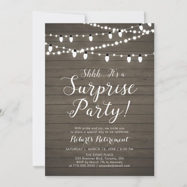 Invitación de sorpresa para fiesta de jubilación d (Anverso)