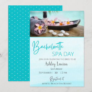 Invitación de spa azul para chicas solteras