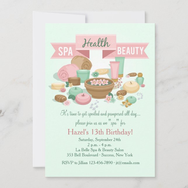Invitación de Spa Salud Belleza (Anverso)