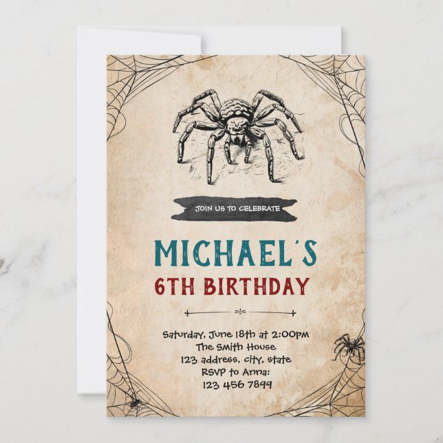 Invitación de Spider Party (Anverso)