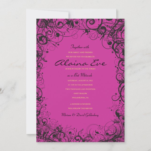 Invitación de SPIRALS & STARS Bat Mitzvah (Anverso)
