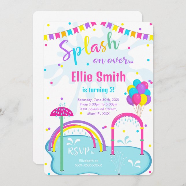 Invitación de Splash Pad (Anverso / Reverso)