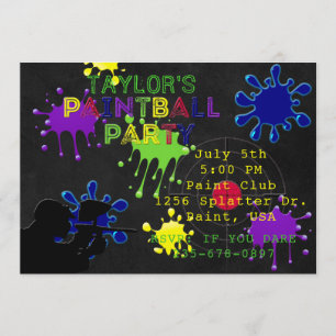 Invitación de Splat del negro de la pizarra del