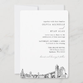 Invitación de Spokane Boda Elegant Skyline