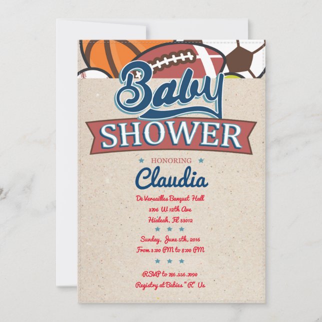 Invitación de Sports Baby Shower (Anverso)