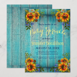 Invitación de Sprinkle de Bebé de Girasol Azul Rús