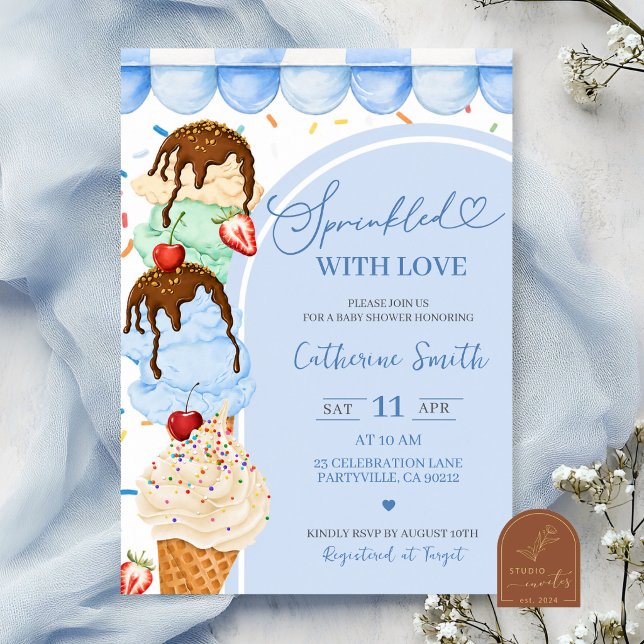 Invitación de Sprinkle de Bebé Niño de Helado Dulc (Subido por el creador)