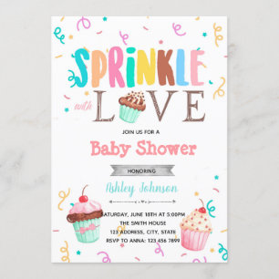 Invitación de sprinkle de cupcake con amor
