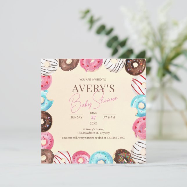 Invitación de Sprinkle de Donut Baby, Donuts Baby  (Anverso de pie)