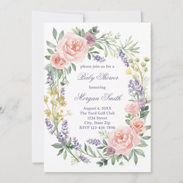 Invitación de Sprinkle para Baby Shower – Acuarela (Anverso)