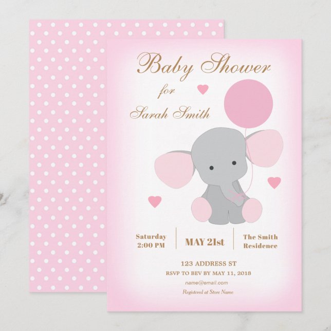 Invitación de Sprinkle para Baby Shower de Niña El (Anverso / Reverso)