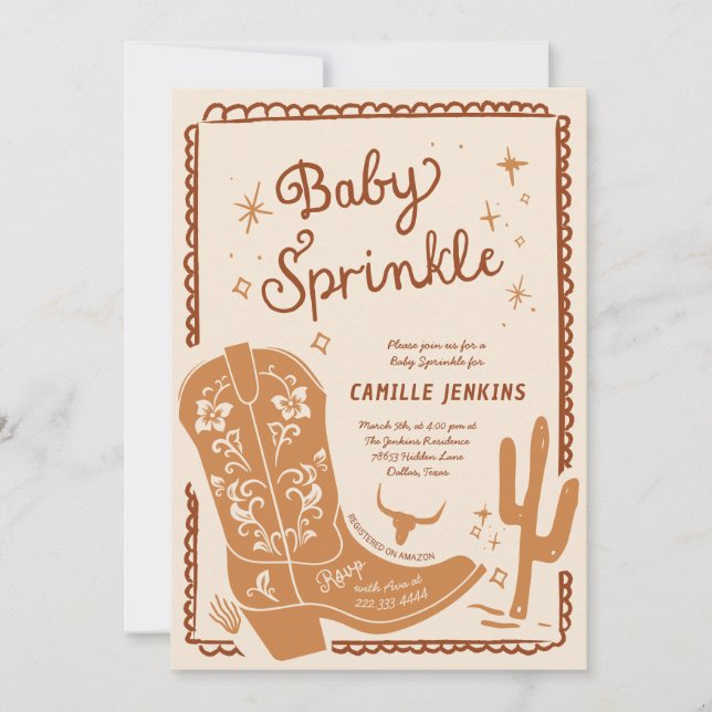 Invitación de Sprinkle para Niño con Estilo Rústic (Anverso)