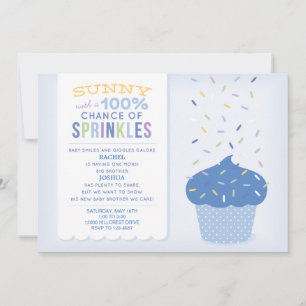 Invitación de Sprinkles de Cupcake Azul para Baby