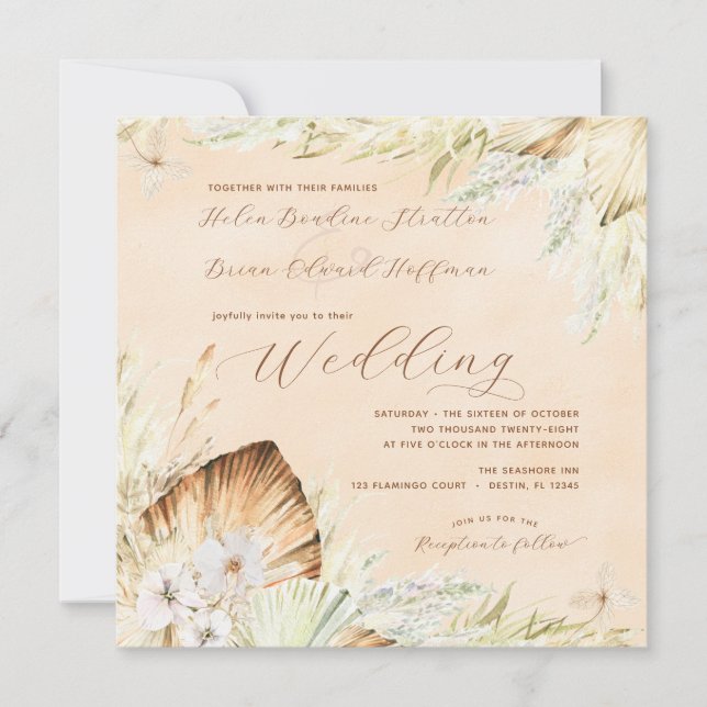 Invitación de Square Boho Boda 2 (Anverso)