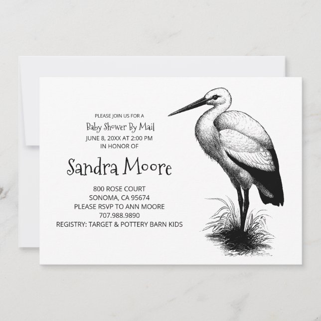 Invitación de Stork Baby Shower (Anverso)