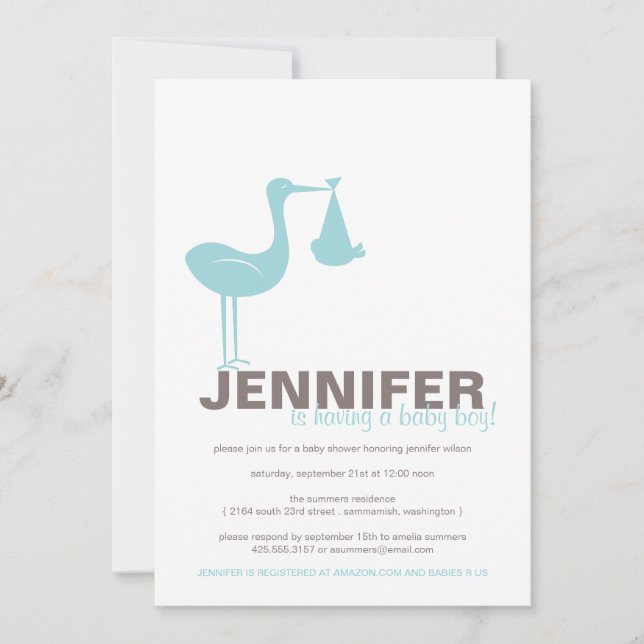 Invitación de Stork Baby Shower (Anverso)