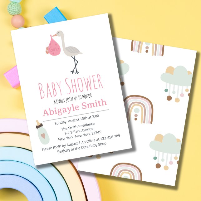 Invitación de Stork Baby Shower - Es un chica (Subido por el creador)