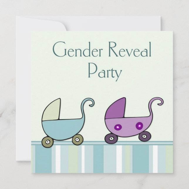 Invitación de Stroller de Fiesta de Revelación de  (Reverso)