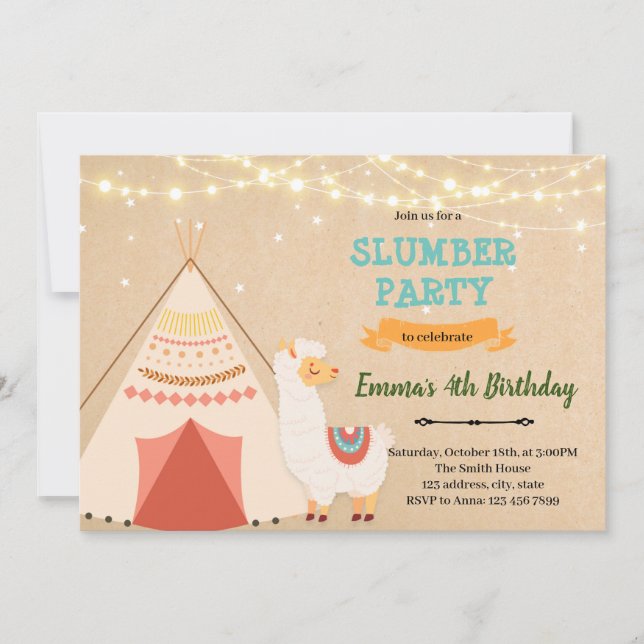invitación de sueño sin drama llama (Anverso)