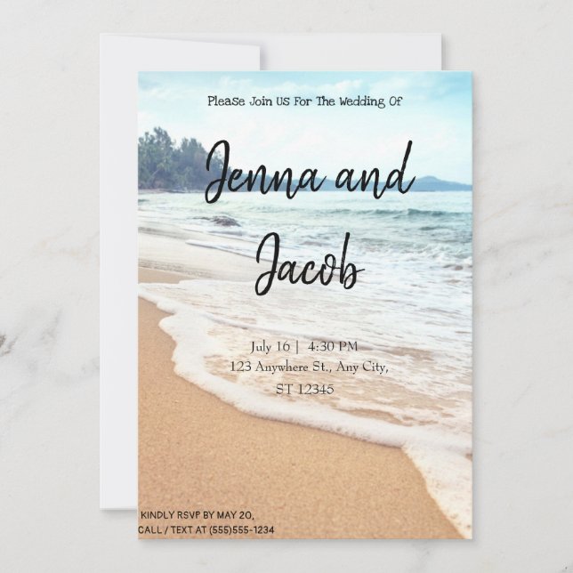 Invitación de Sunrise Tropical Beach Wedding (Anverso)