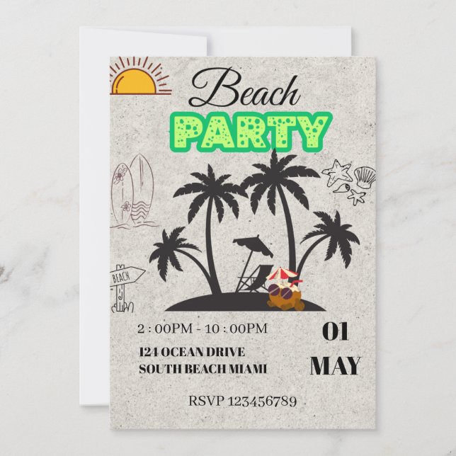Invitación de Sunset Beach Party (Anverso)