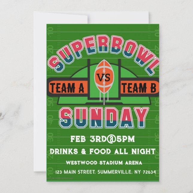 invitación de super bowl domingo (Anverso)