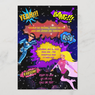 Invitación de superhéroes, invitaciones de cumplea