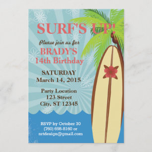 Invitación de Surf's Up Beach Fiesta de 5" x 7"