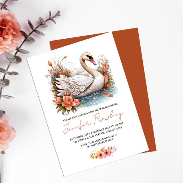 Invitación de Swan Baby Shower (Subido por el creador)
