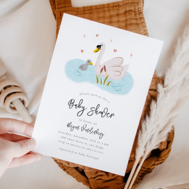 Invitación de Swan Baby Shower (Subido por el creador)