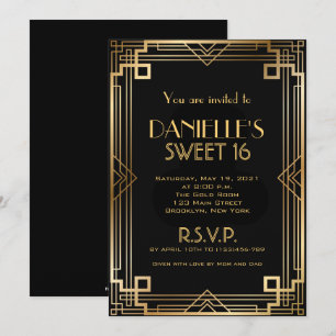 Invitación de Sweet 16 con estilo Art Deco inspira