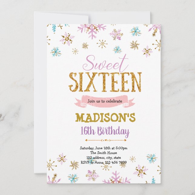 invitación de sweet 16 de invierno (Anverso)