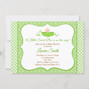 Invitación de Sweet Pea Baby Shower Sexo Neutral