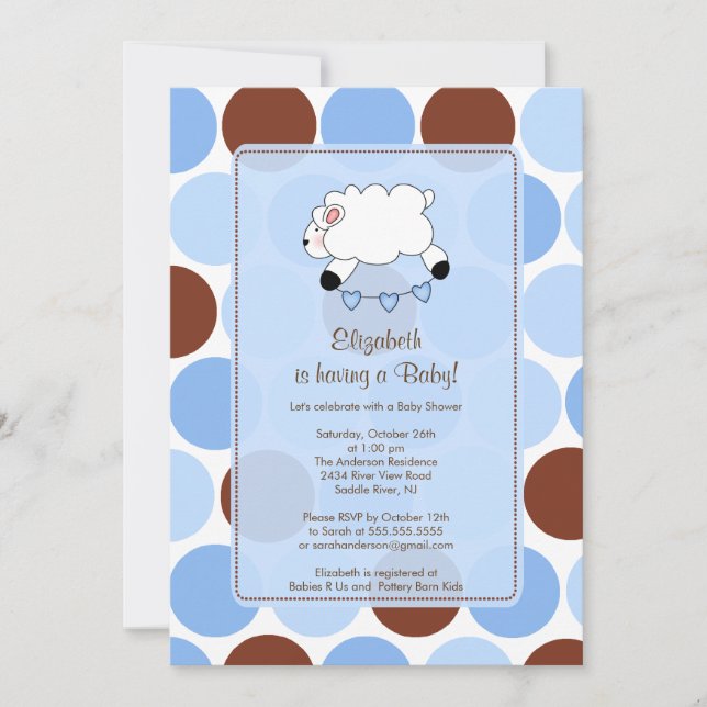 Invitación de Sweet Sheep Boy Baby Shower (Anverso)