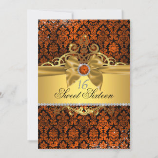 Invitación de Sweet Sixteen de Damasco de Cobre Do