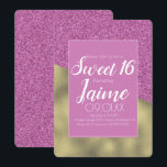 Invitación de Sweet Sixteen dorada y con brillo de<br><div class="desc">Comprar invitaciones para fiesta de Sweet 16</div>