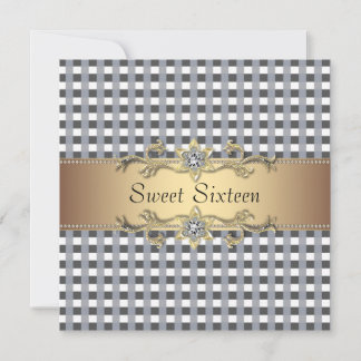 Invitación de Sweet Sixteen en negro y blanco con