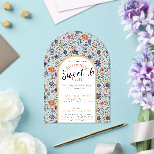 Invitación de sweet sixteen florecida transparente