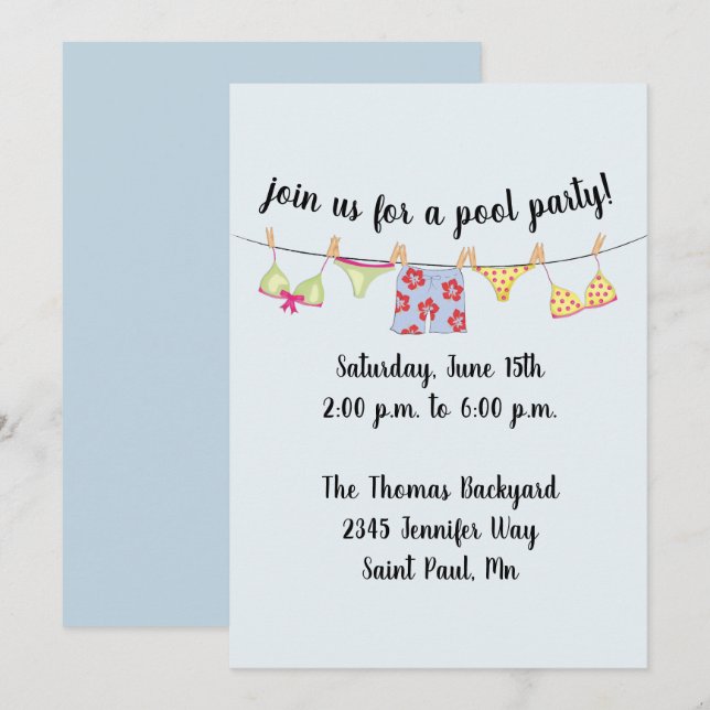 Invitación de Swimsuit (Anverso / Reverso)
